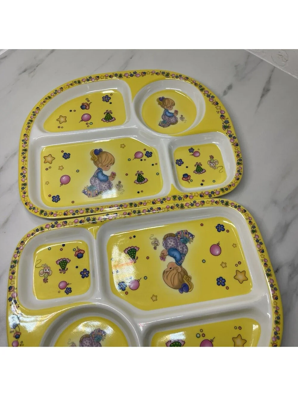 2x Precious Moments Girl Balloons Party Vintage Childrens Kids Divided Plate NEW